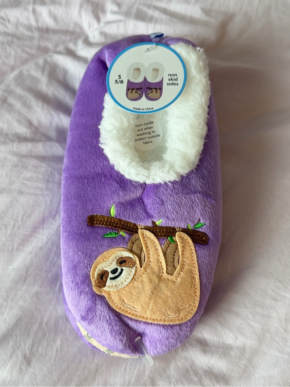 Purple Sloth Slippers- Plush Women’s Footies - Snoozies